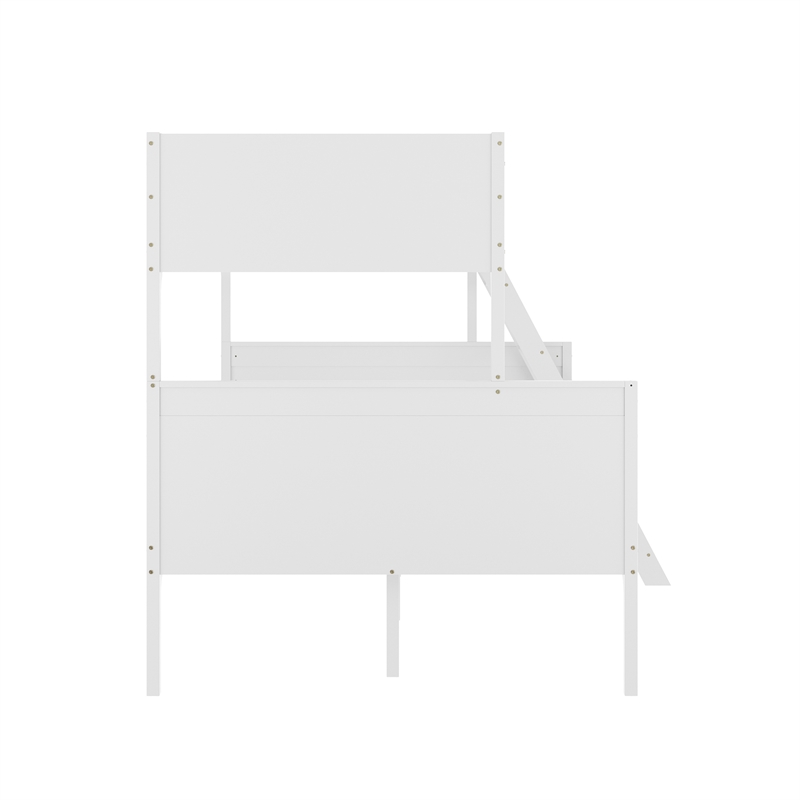 Pemberly Row Twin Over Full Solid Wood Bunk Bed Frame for Kids in White