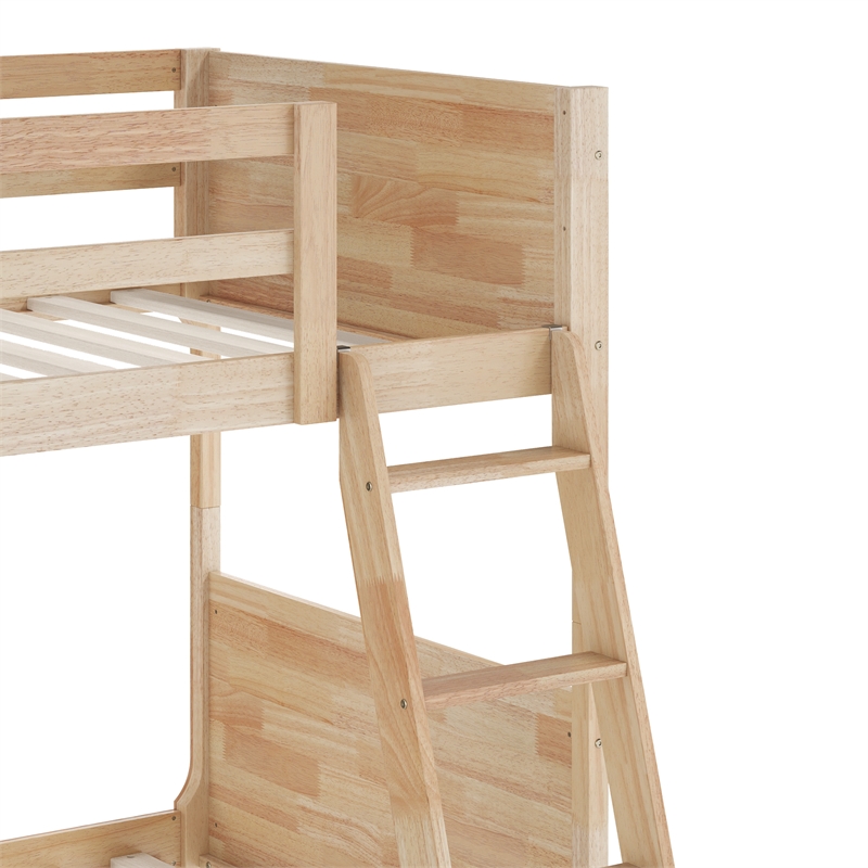 Pemberly Row Twin Over Twin Solid Wood Bunk Bed Frame for Kids in Natural