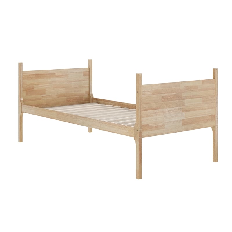 Pemberly Row Twin Over Twin Solid Wood Bunk Bed Frame for Kids in Natural