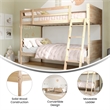 Pemberly Row Twin Over Twin Solid Wood Bunk Bed Frame for Kids in Natural
