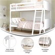 Pemberly Row Twin Over Twin Solid Wood Bunk Bed Frame for Kids in White