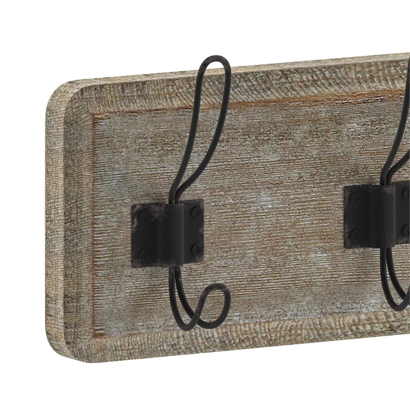 Pemberly Row Vintage Wall Mounted Coat Rack with 5 Hooks in Weathered