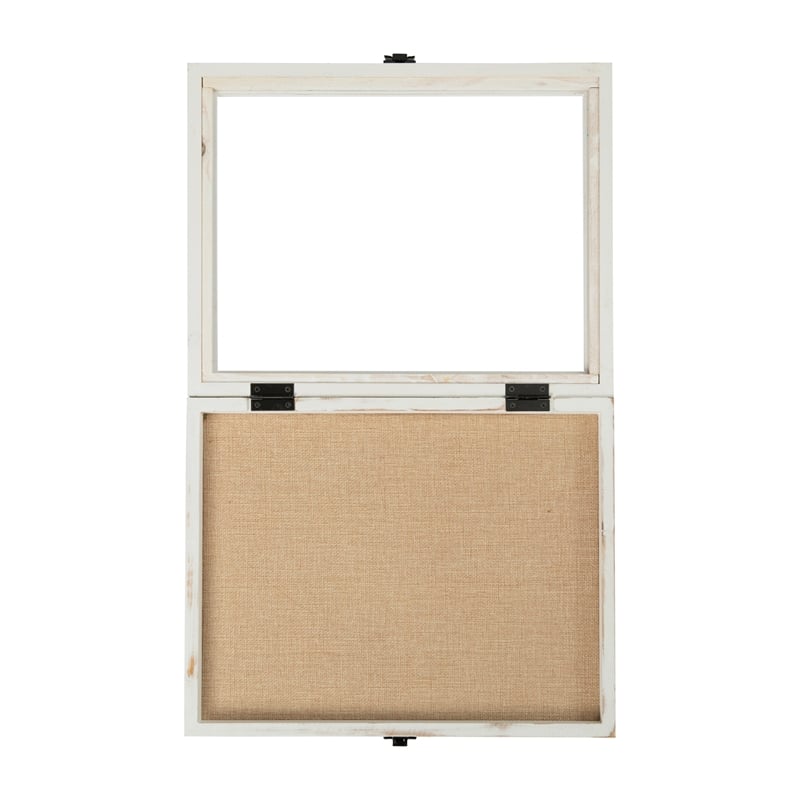 Pemberly Row 11x14 Solid Pine Shadow Display Case with Linen Liner in Whitewash
