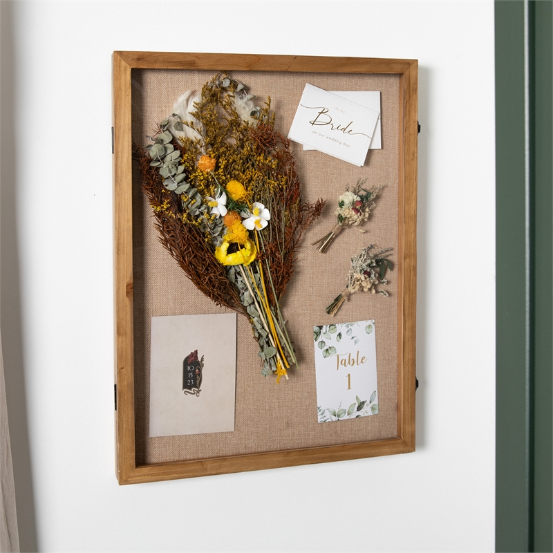 Pemberly Row 18x24 Solid Pine Shadow Display Case with Linen Liner