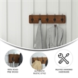Pemberly Row Vintage Wall Mounted Coat Rack with 5 Hooks in Classic Brown
