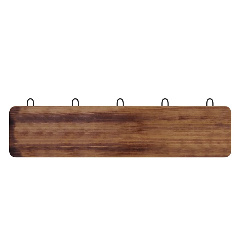Pemberly Row Vintage Wall Mounted Coat Rack with 5 Hooks in Classic Brown