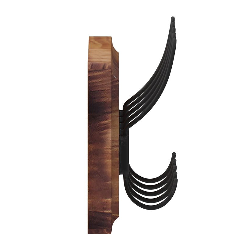 Pemberly Row Vintage Wall Mounted Coat Rack with 5 Hooks in Classic Brown
