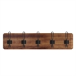 Pemberly Row Vintage Wall Mounted Coat Rack with 5 Hooks in Classic Brown