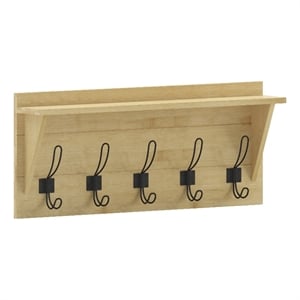 Pemberly Row Wall Mounted Coat Rack with Upper Shelf and Hooks in Bamboo