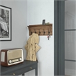 Pemberly Row Wall Mounted Coat Rack with Upper Shelf and Hooks in Rustic Brown