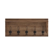 Pemberly Row Wall Mounted Coat Rack with Upper Shelf and Hooks in Rustic Brown
