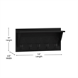 Pemberly Row Wall Mounted Coat Rack with Upper Shelf and Hooks in Black