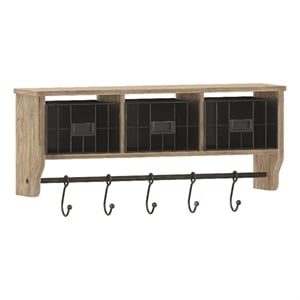Pemberly Row Wall Mounted Coat Rack with Shelf Wire Baskets and Hooks