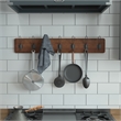 Pemberly Row Vintage Wall Mounted Storage Rack with 7 Hooks in Rustic Brown