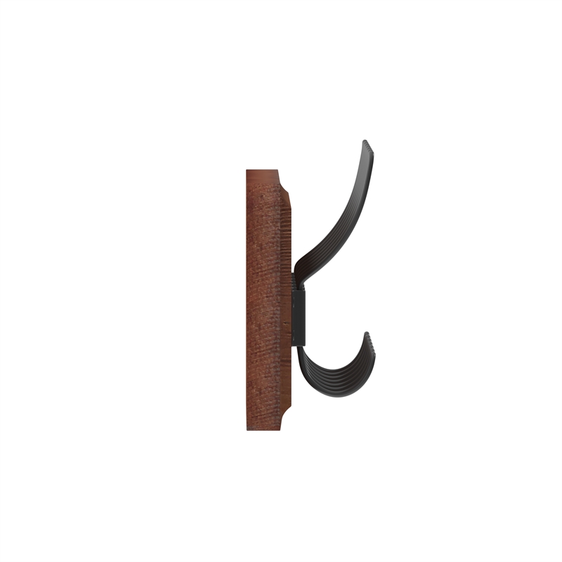 Pemberly Row Vintage Wall Mounted Storage Rack with 7 Hooks in Rustic Brown