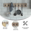 Pemberly Row Vintage Wall Mounted Storage Rack with 7 Hooks in Weathered Brown