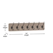 Pemberly Row Vintage Wall Mounted Storage Rack with 7 Hooks in Weathered Brown