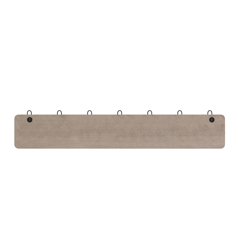 Pemberly Row Vintage Wall Mounted Storage Rack with 7 Hooks in Weathered Brown