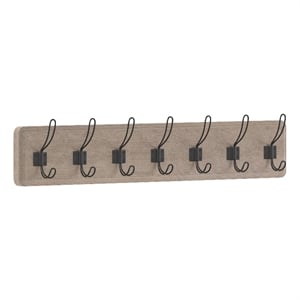 Pemberly Row Vintage Wall Mounted Storage Rack with 7 Hooks in Weathered Brown