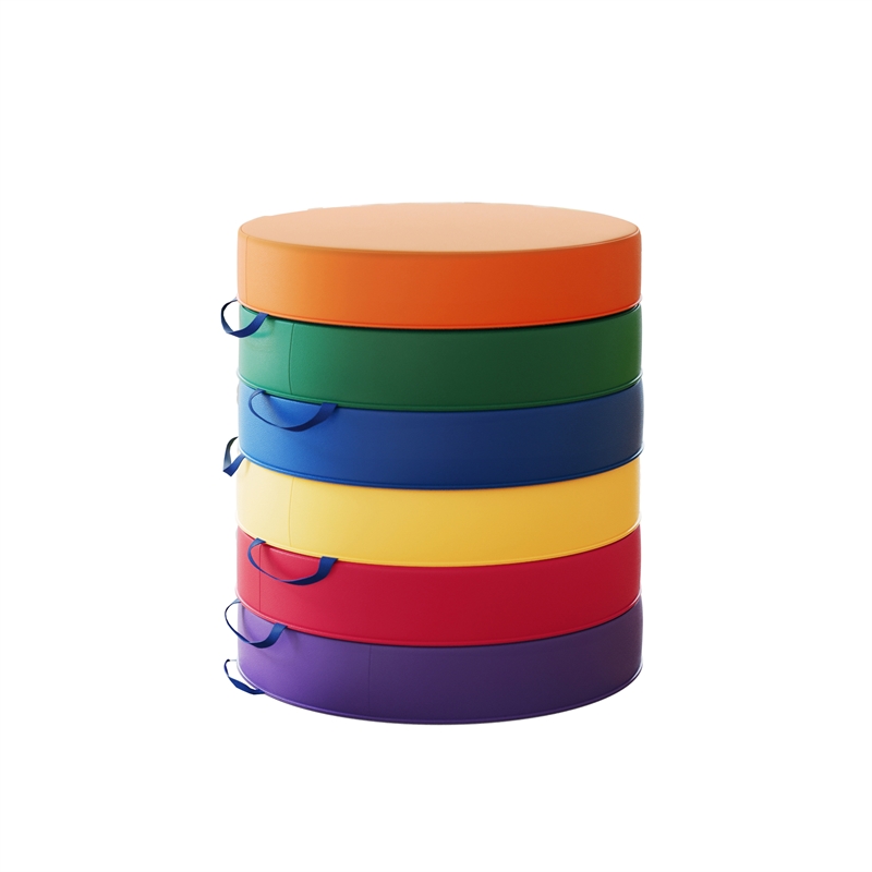 Pemberly Row Plastic Classroom Floor Cushions with Handles in Primary Colors