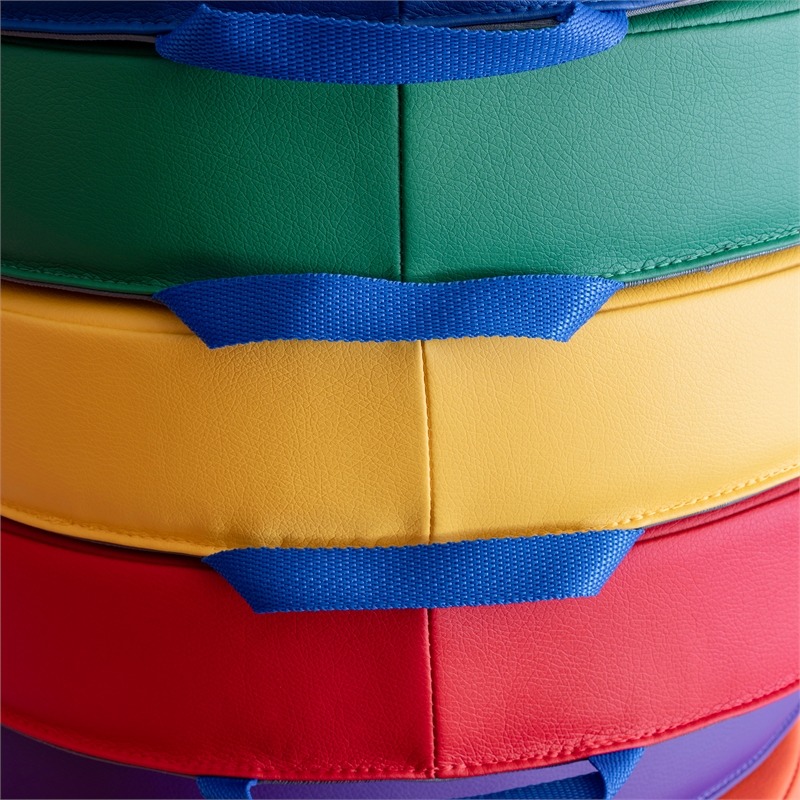 Pemberly Row Plastic Classroom Floor Cushions with Handles in Primary Colors