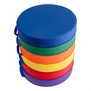 Pemberly Row Plastic Classroom Floor Cushions with Handles in Primary Colors