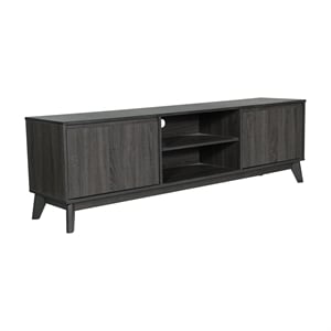 Pemberly Row 70&quot TV Stand with Adjustable Shelf & Soft Close Doors in Black Wash