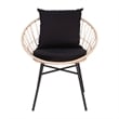 Pemberly Row Rattan Rope Bistro Set with Glass Top Table in Tan/Black