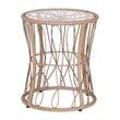 Pemberly Row Rattan Rope Bistro Set with Glass Top Table in Tan/Black