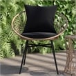 Pemberly Row Rattan Rope Bistro Set with Glass Top Table in Tan/Black