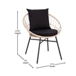 Pemberly Row Rattan Rope Bistro Set with Glass Top Table in Tan/Black