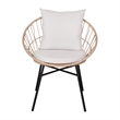 Pemberly Row Rattan Rope Bistro Set with Glass Top Table in Tan/Gray