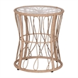 Pemberly Row Rattan Rope Bistro Set with Glass Top Table in Tan/Gray