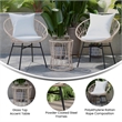 Pemberly Row Rattan Rope Bistro Set with Glass Top Table in Tan/Gray