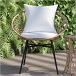 Pemberly Row Rattan Rope Bistro Set with Glass Top Table in Tan/Gray