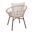 Pemberly Row Rattan Rope Bistro Set with Glass Top Table in Tan/Gray