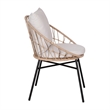 Pemberly Row Rattan Rope Bistro Set with Glass Top Table in Tan/Gray