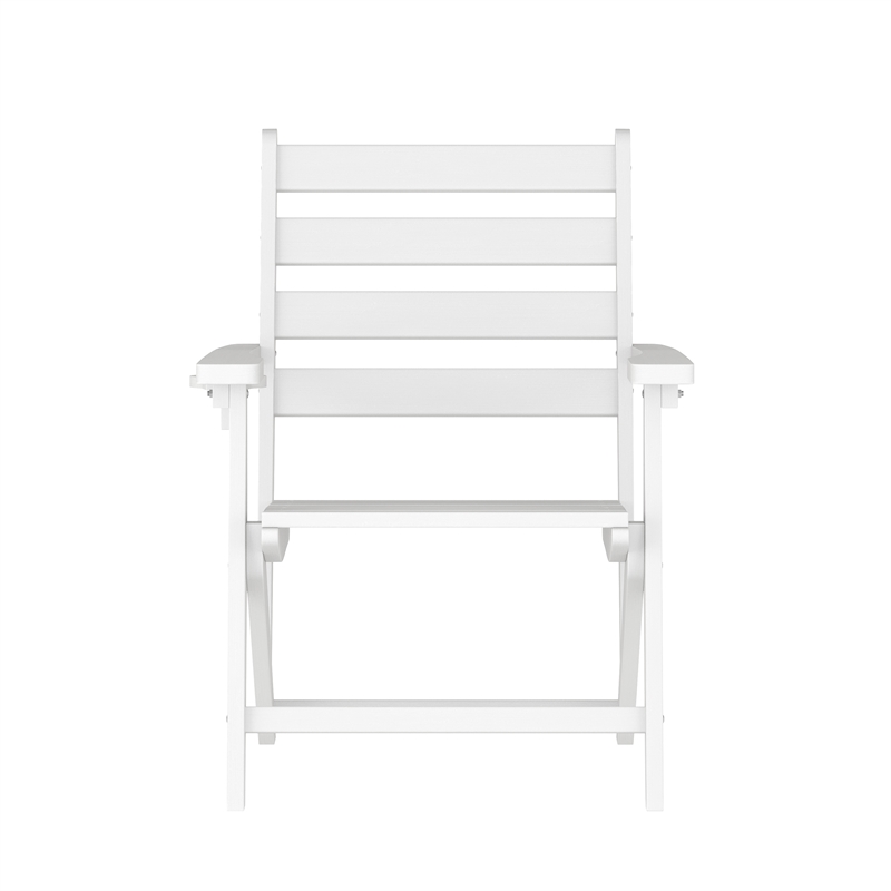 Pemberly Row Adirondack Dining Chair with Fold Out Cupholder in White