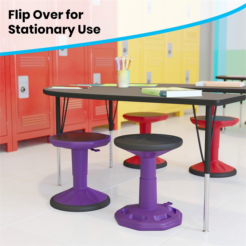 Pemberly Row Kids Adjustable Height Active Learning Stool for Classroom - Purple