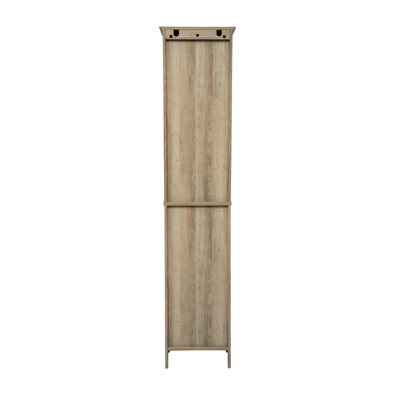 Pemberly Row Freestanding Linen Tower with Shelves Drawer & Doors in Brown