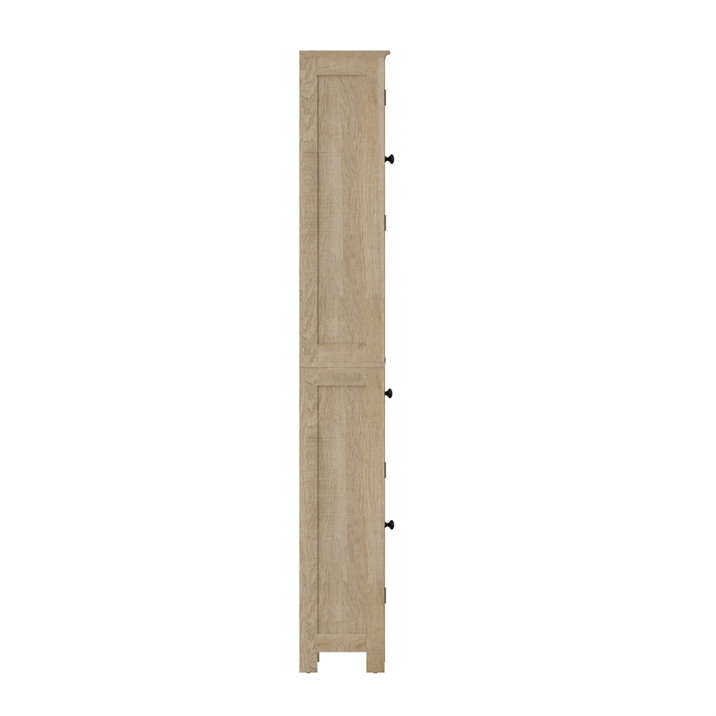 Pemberly Row Freestanding Linen Tower with Shelves Drawer & Doors in Brown