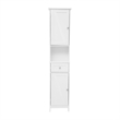 Pemberly Row Freestanding Linen Tower with Shelves Drawer & Doors in White