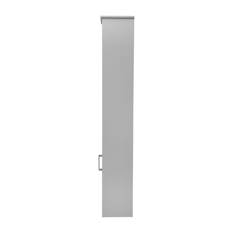 Pemberly Row Freestanding Linen Tower with Shelves & Magnetic Door in Gray