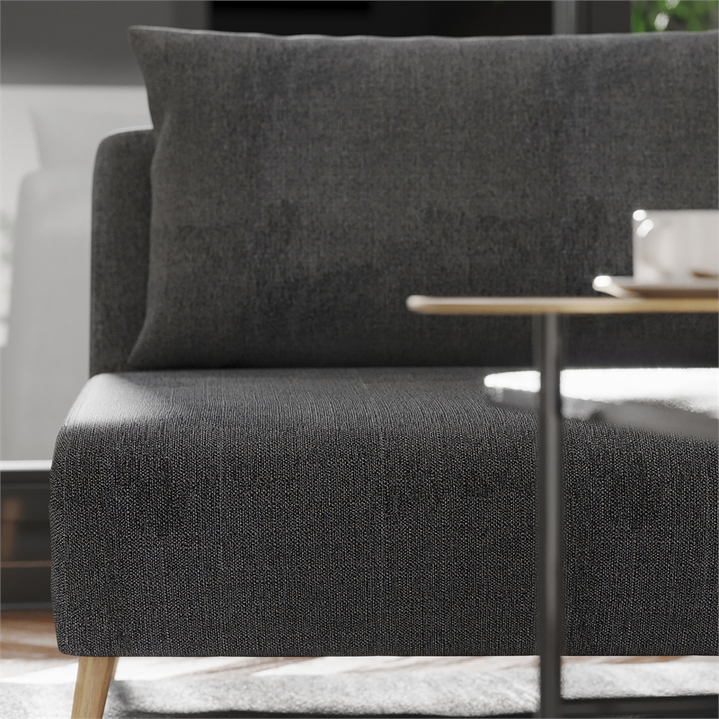 Pemberly Row Convertible Tri-Fold Chair with Pillow & Hideaway Legs in Dark Gray