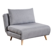 Pemberly Row Convertible Tri-Fold Chair with Pillow & Hideaway Legs - Light Gray