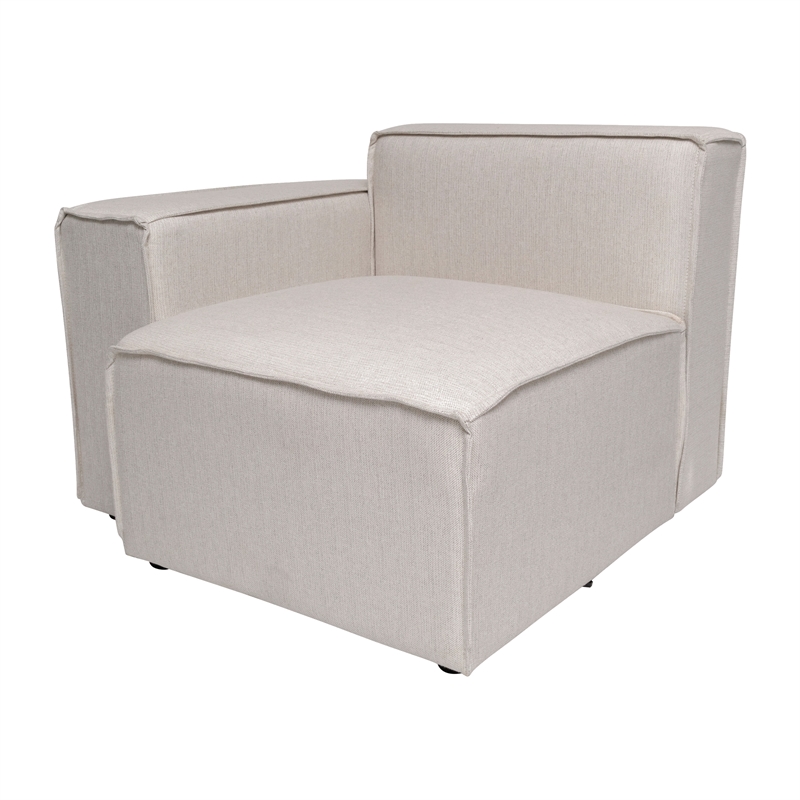 Pemberly Row Modular Sectional Sofa Left Side Chair with Armrest in Cream