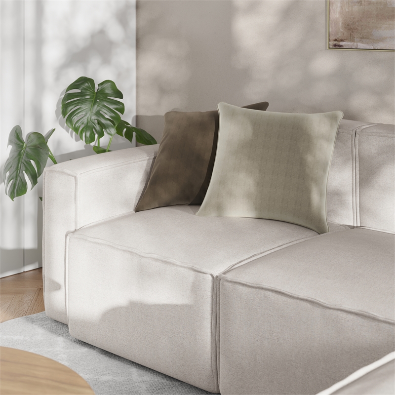 Pemberly Row Modular Sectional Sofa Left Side Chair with Armrest in Cream