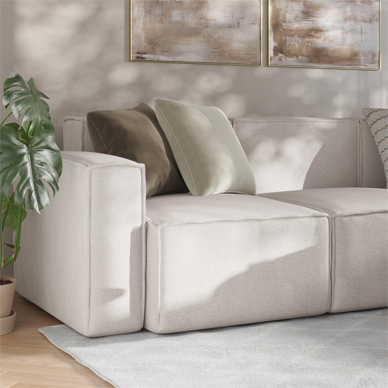 Pemberly Row Modular Sectional Sofa Left Side Chair with Armrest in Cream