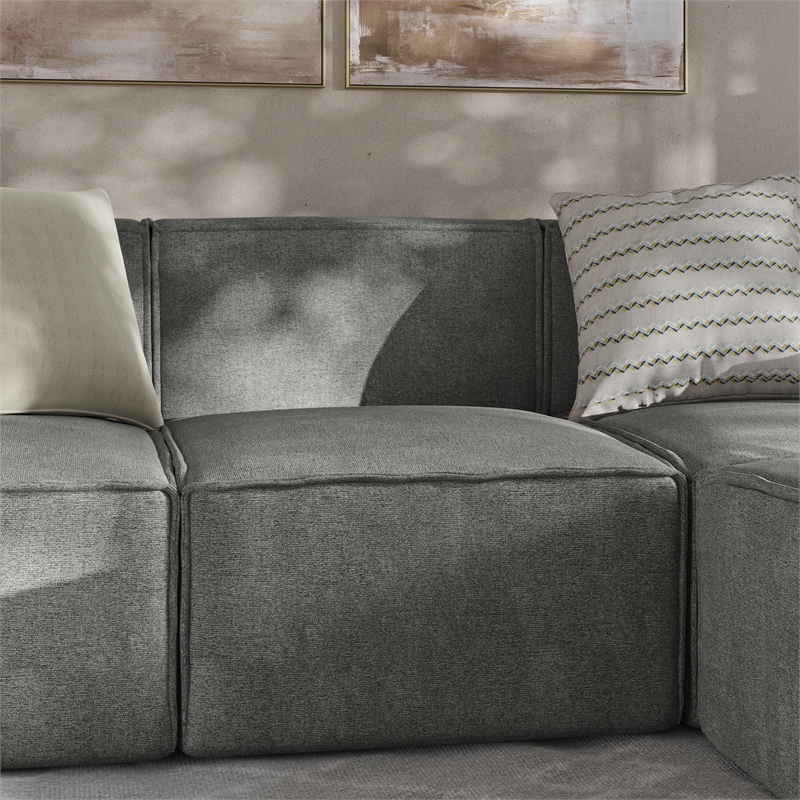 Pemberly Row Modular Sectional Sofa Armless Middle Chair in Dark Gray