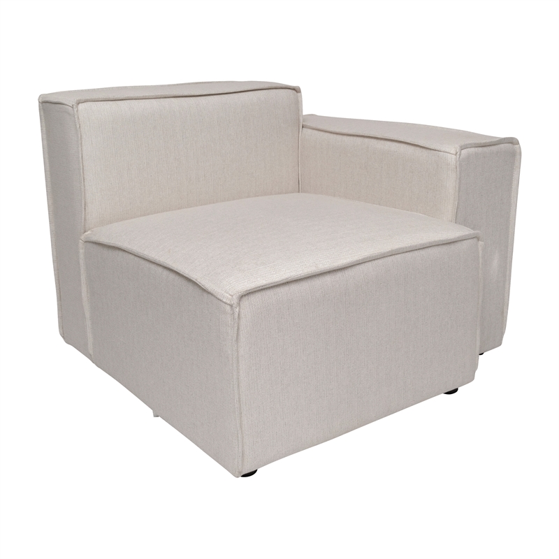 Pemberly Row Modular Sectional Sofa Right Side Chair with Armrest in Cream